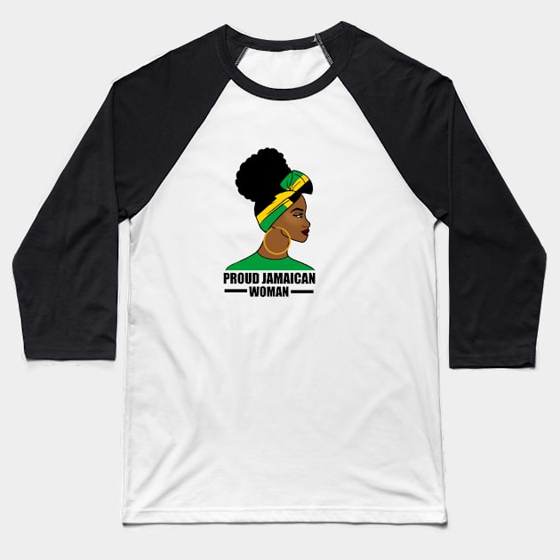 Proud Afro Jamaican Woman, Jamaica Flag Baseball T-Shirt by dukito